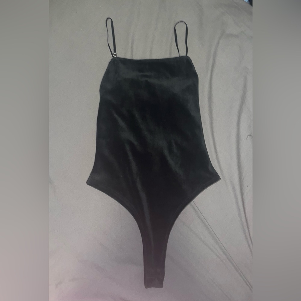 Forever 21 Velvet Open Back bodysuit
